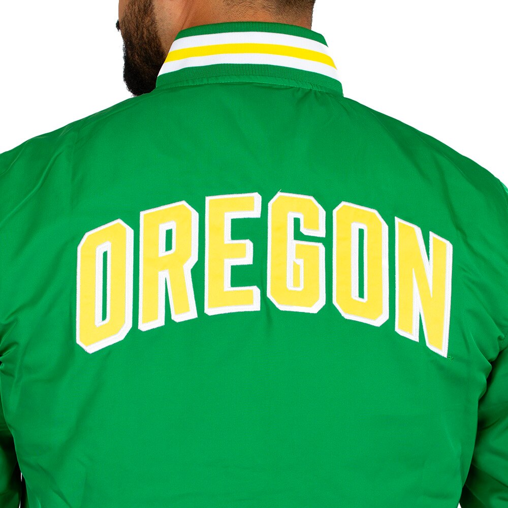 Arched Oregon, Green, Coat/Jacket, Polyester, Men, Unisex, Football, Homefield, Bomber style, Stripe cuff, 40's Duck Head, Snap Front, 923545